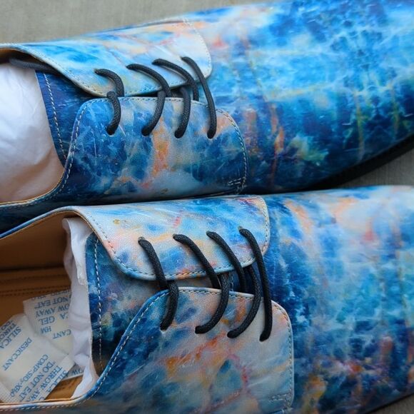 Thatcher Finch Men's Blue‎ Colored Marbled Luxury Dress Shoes Size 11 - Picture 5 of 10